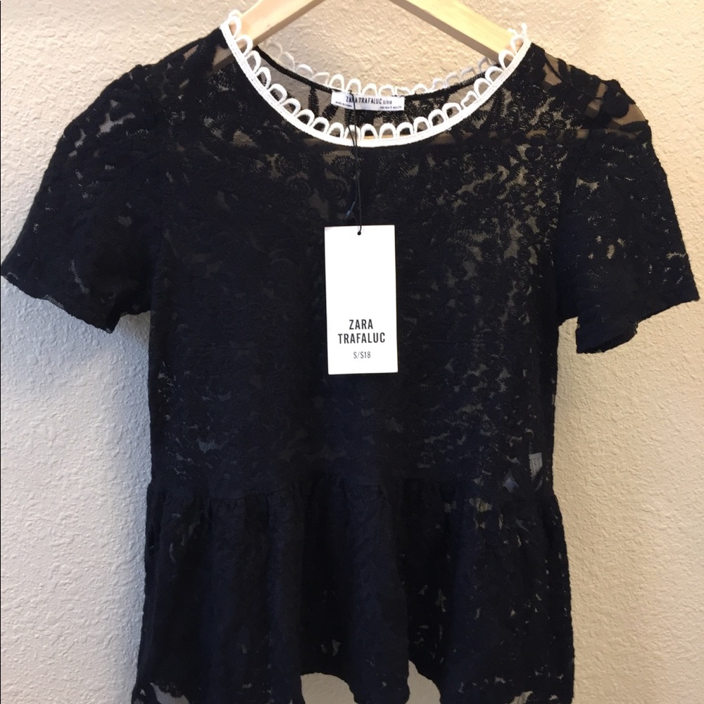 Zara Black Lace Top Size S NWT